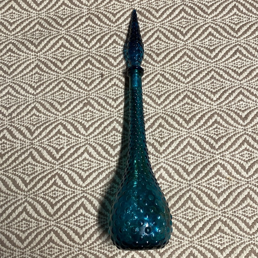 Unmarked empoli glass genie decanter vintage decor